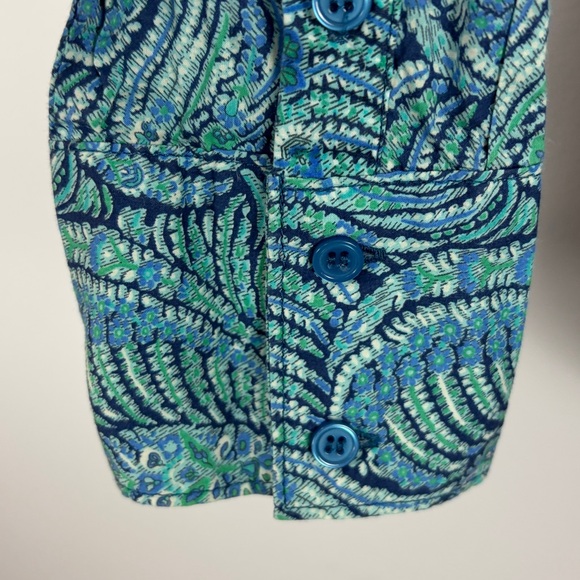 Liberty Art Fabrics Paisley Button Up Shirt Blue Green Cotton Small - Picture 8 of 13